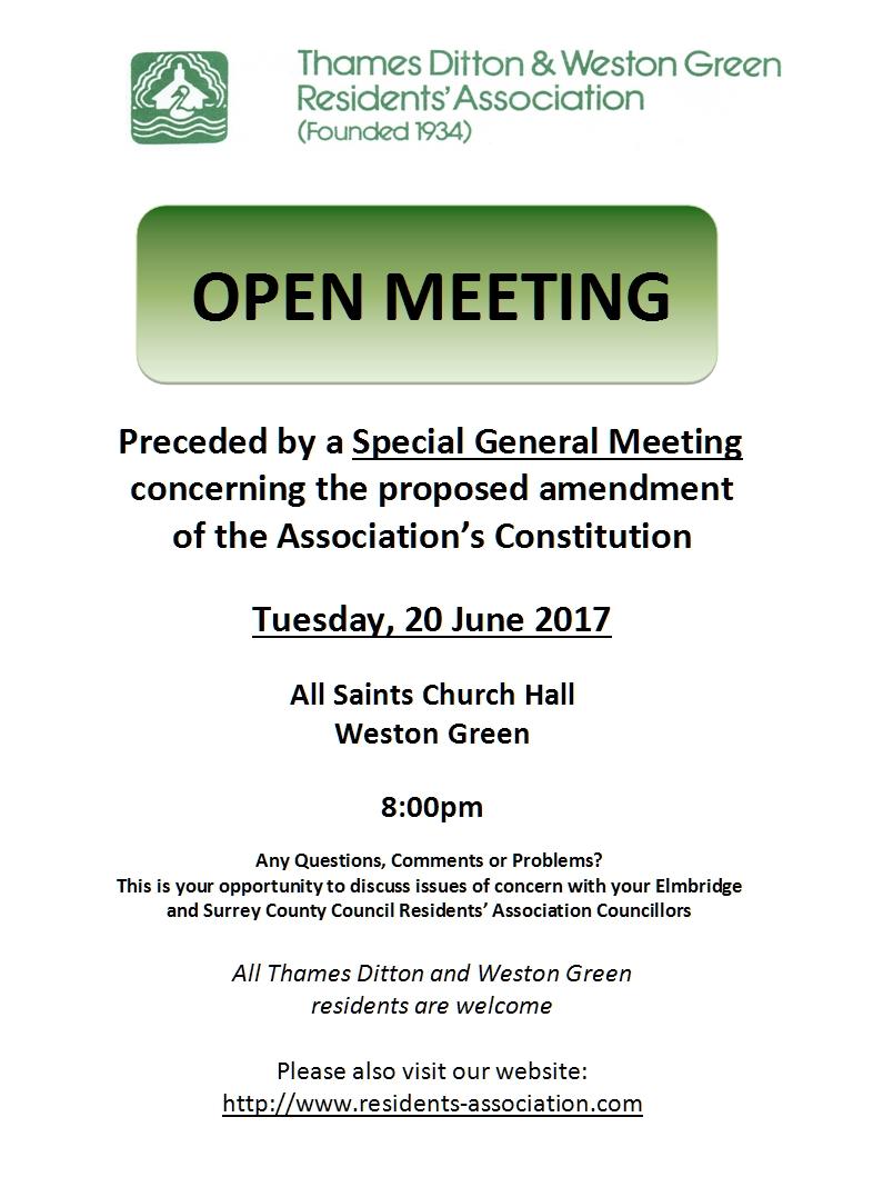 Open Special Meeting notice June 2017