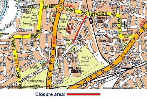 Weston Green Rd resurfacing map